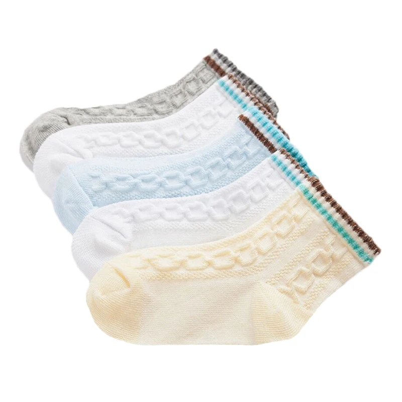 

5Pairs/Lot Solid Kid Girls' Socks Summer Style Solid Thin Soft Cotton Children For Boys Girls Mesh Students Socks