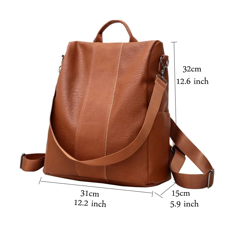 Качественный кожаный Анти Вор женский рюкзак Большая вместительная школьная