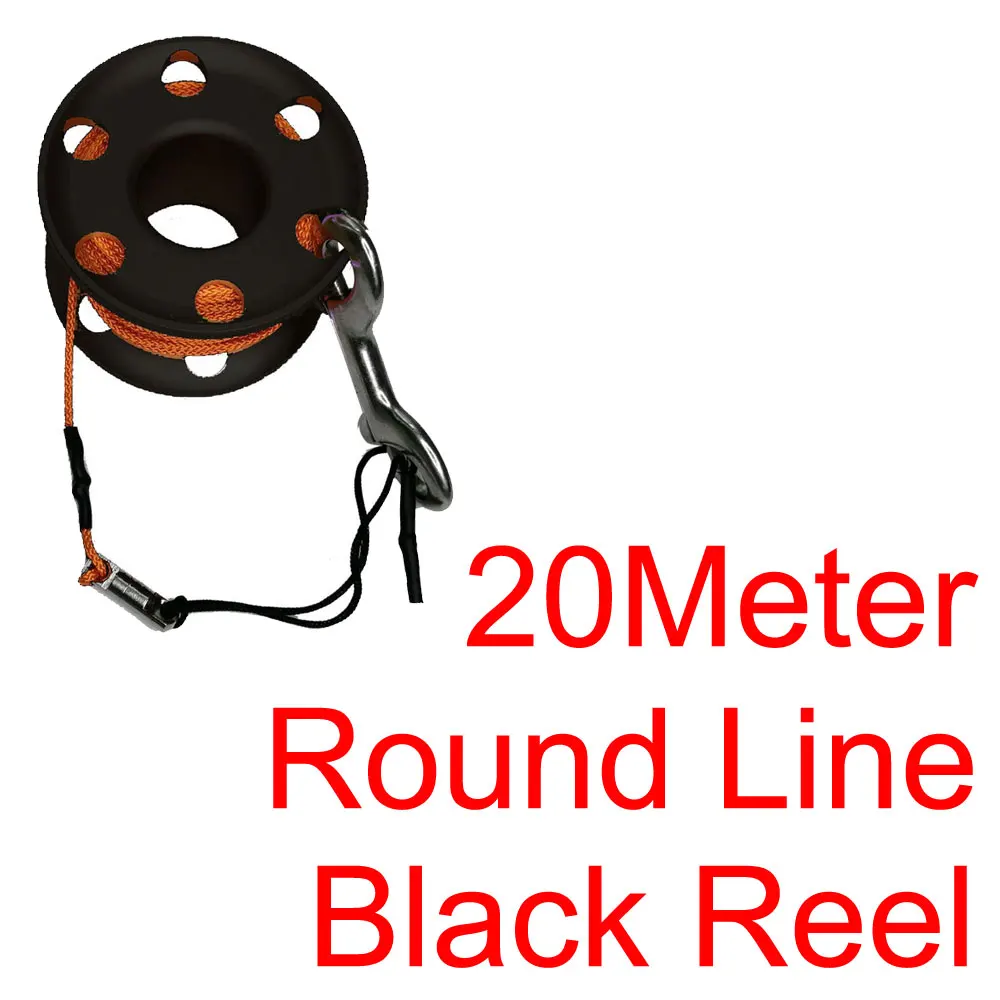 Black 20M Round Line Подводная катушка для дайвинга катушка с нержавеющая сталь защелкивающийся зажим болта SMB безопасная колбаса пальчиковая катушка для подводного ныряльщика подводного плавания - Цвет: Black 20M Round Line