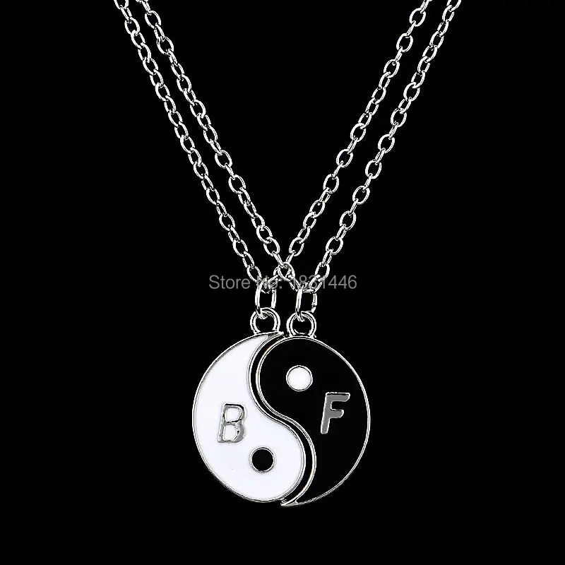 Unique Vintage Handmade Best Friends Yin Yang Puzzle Pendant Chain Necklaces For Friendship Christmas Gifts (1Set=2PCS) | Украшения и