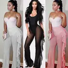 2019 сексуальные женские прозрачные брюки бикини с тюлевыми оборками, большие размеры, свободные длинные брюки пляжная одежда, купальники