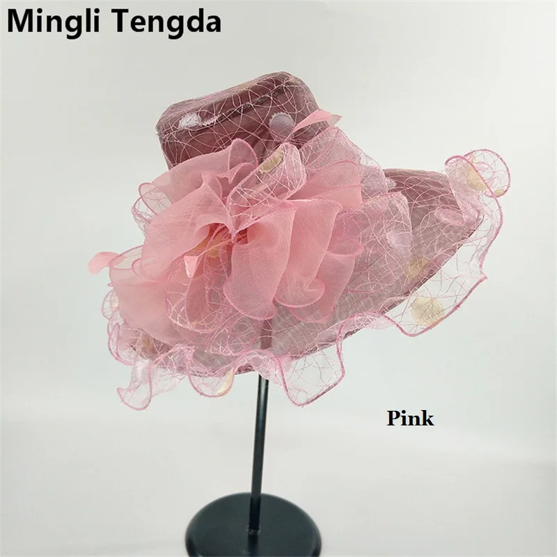 Цветная Свадебная шляпа Mingli Tengda с защитой от УФ лучей модная большими цветами из