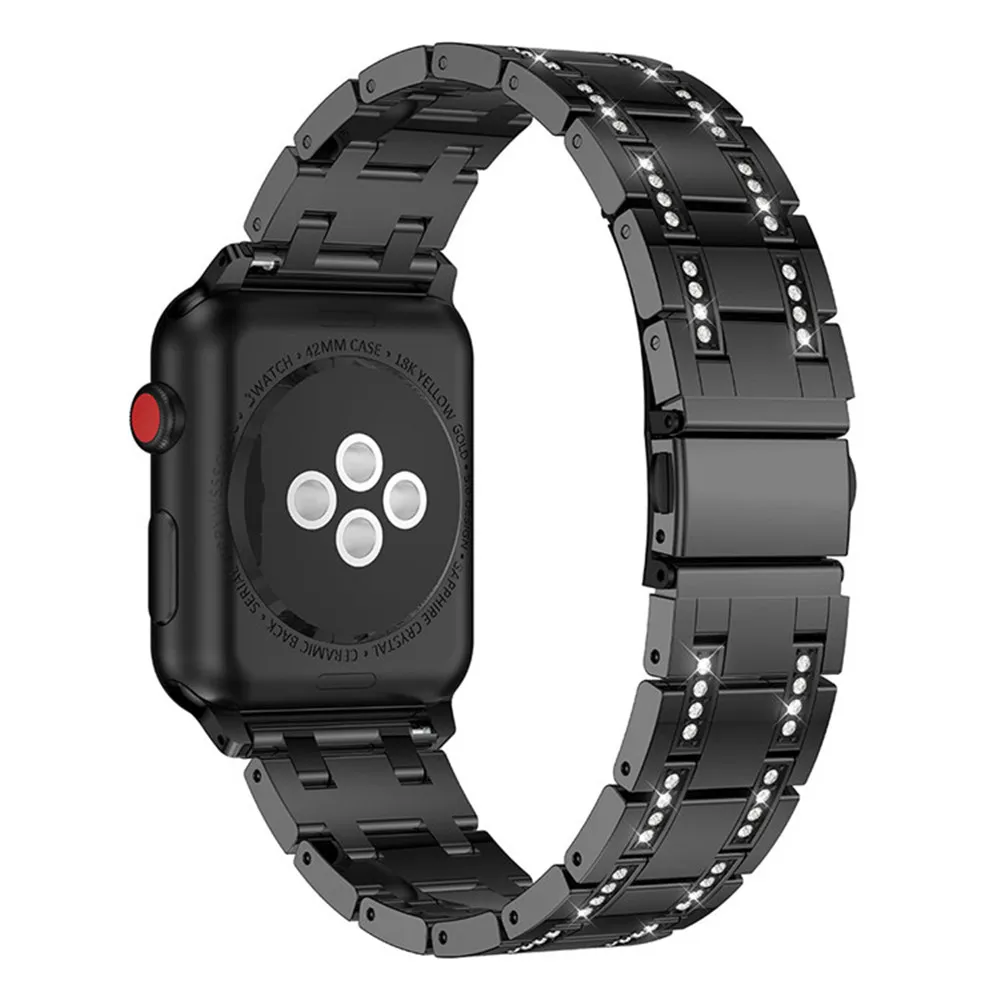 Ремешок из нержавеющей стали для Apple Watch 38 мм 42 мм 40 мм 44 мм женские Стразы браслет с бриллиантами для iWatch серии 5 4 3 2 1