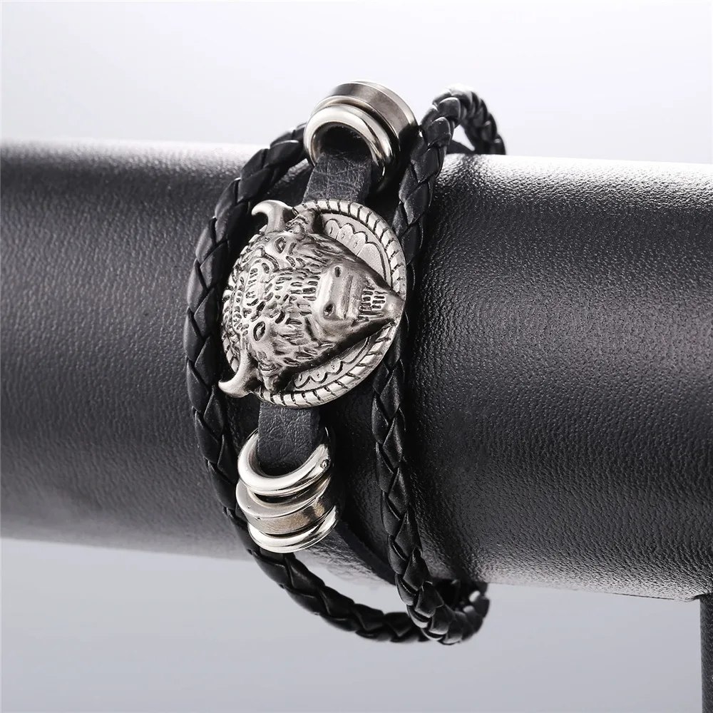 В стиле &quotхип хоп&quot для мужчин головы коровы браслет ручной работы Роскошная