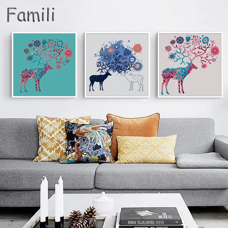

Deer Cattle Dream Wall Art Canvas Painting Posters And Prints Nordic Animals Wall Pictures Kids Room Bedroom Decor-2