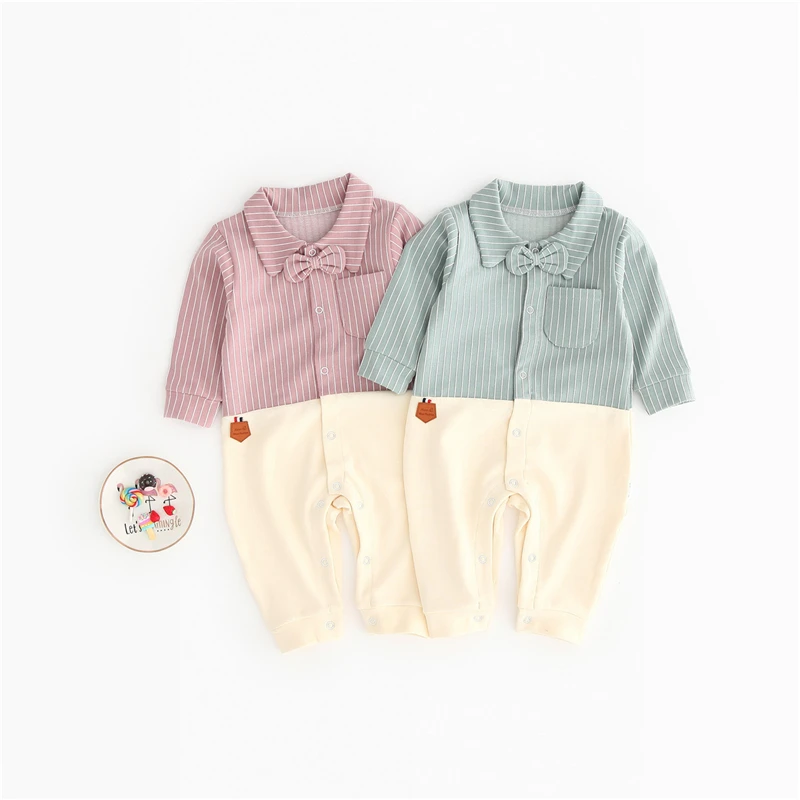 Новинка Комбинезоны для маленьких мальчиков пижамы новорожденных на пуговицах