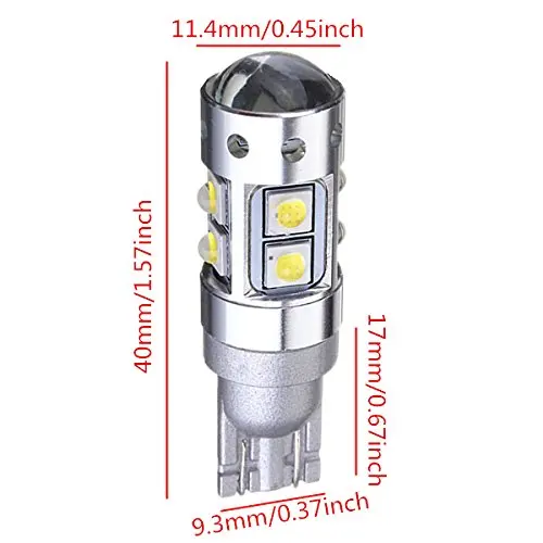 

2pcs Canbus High Power Extreme Bright T10 LED Bulbs For Car Parking Backup Reverse Lights 194 920 912 921 T10,White Day Lights