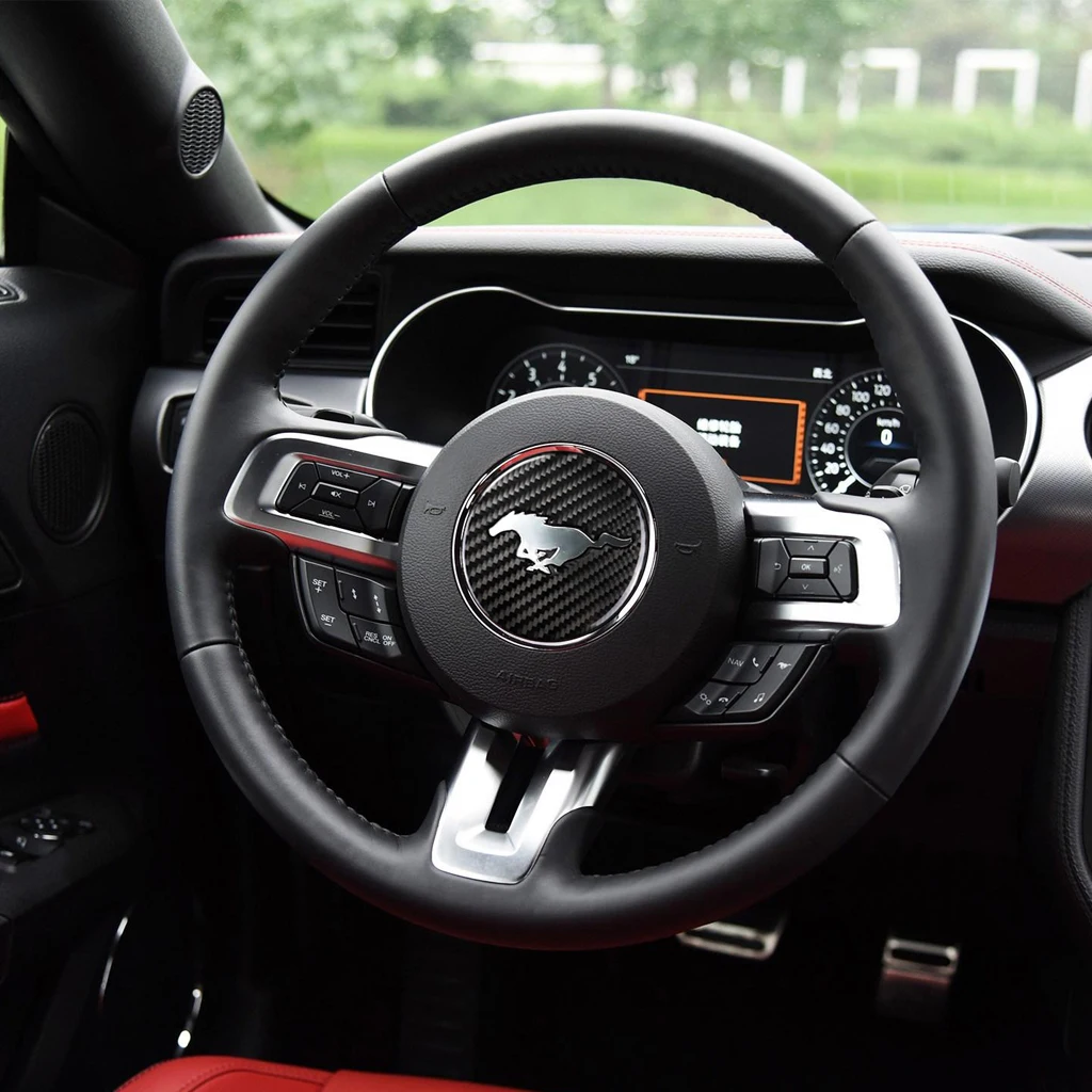 Автомобильный Стайлинг для Ford Mustang эмблема рулевого колеса из углеродного