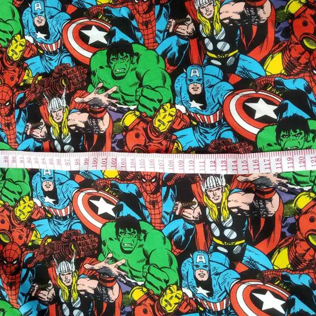 155 см ширина Marvel Супер герой мстители Трикотажная хлопковая ткань для маленьких мальчиков одежда шитье домашний текстиль лоскутное DIY-BK520