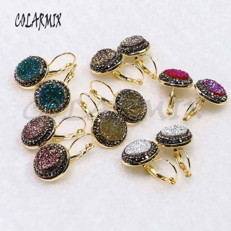 10 пар druzy серьги крюк серьги иммитации druzy ювелирные изделия драгоценные камни ювелирные изделия для женщин 7016