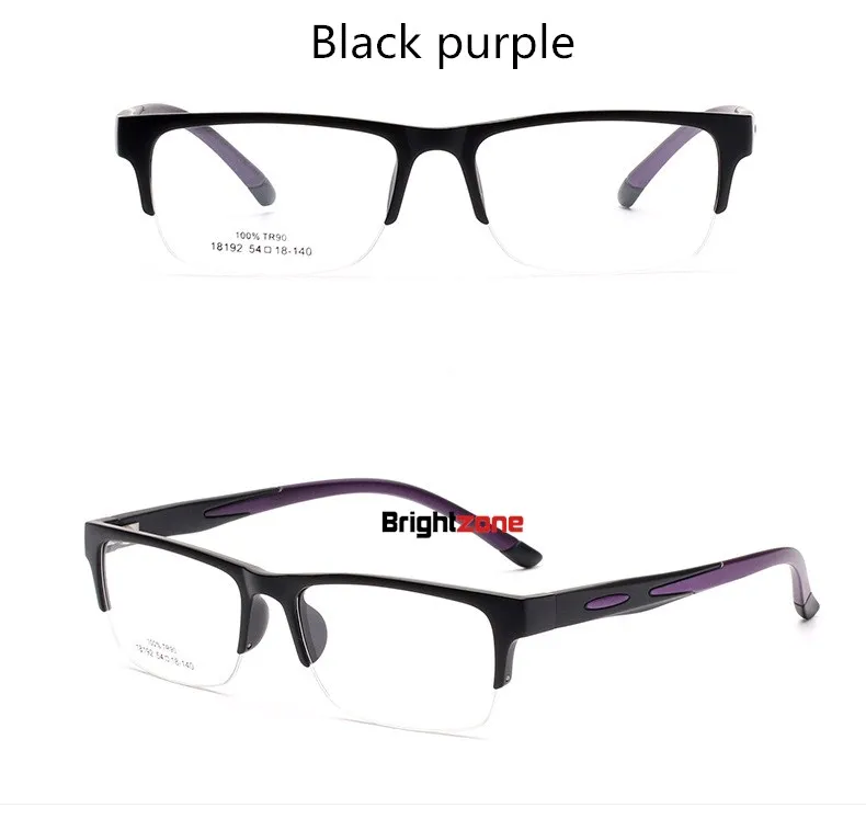 Brightzone,, модные, брендовые, новые, с полным ободом, TR-90, гибкие, Rx-able, по рецепту, оптическая оправа, очки для глаз Oculos De Grau - Цвет оправы: Black purple 18192