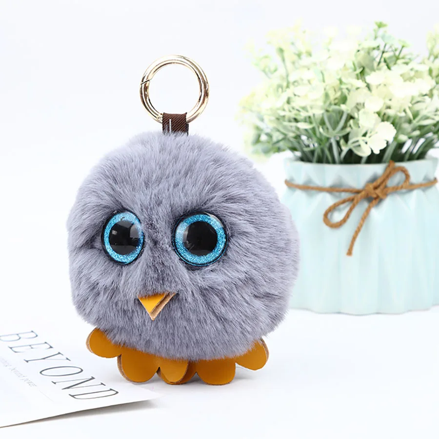 Trendy Plush Soft Cartoon Animals Stuffed Mini Big Eyes Owl Plush Key chain Bag Xmas Pendants Cartoon Lovely Pendant Gift K0001