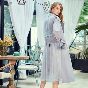 Женский двубортный плащ ARTKA, осенняя ветровка с эластичным поясом на спине в стиле пэчворк, FA10083Q, 2019