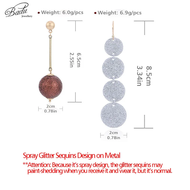 

Badu Shiny Ball Pendant Dangle Earrings for Women Glitter Sequins Vintage Jewelry Long Drop Earring Wholesale Gift
