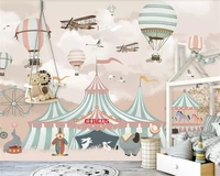 beibehang custom silky papel de parede 3d wallpaper nordic modern airplane personality hot air balloon children room background