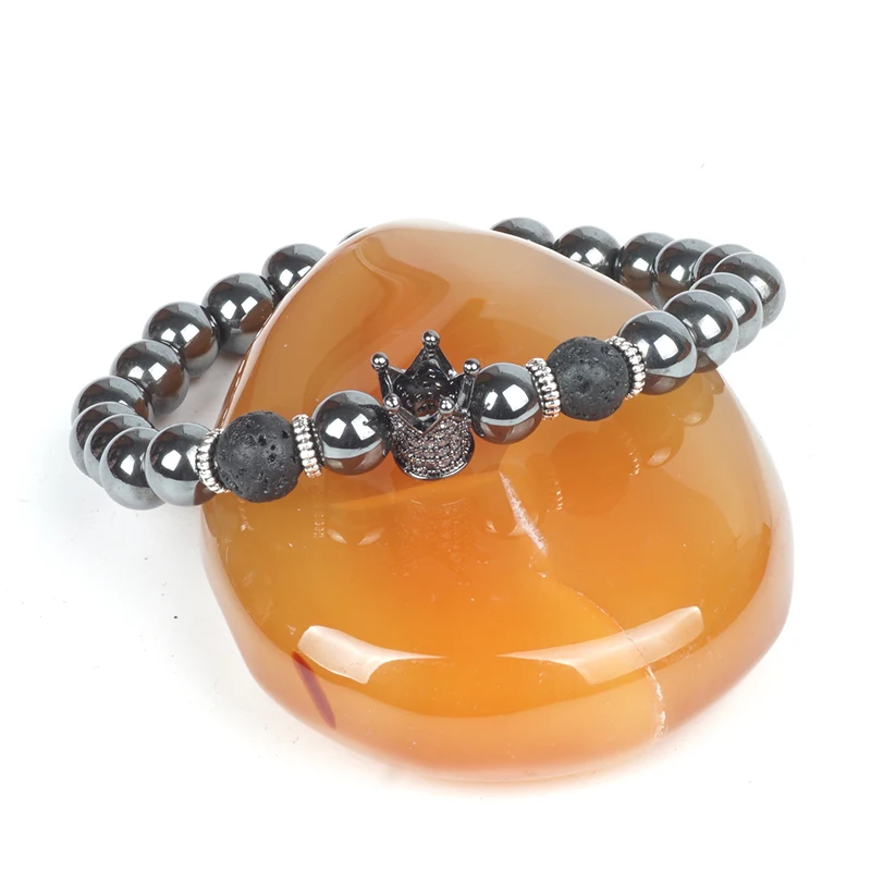 Новые бусины из гематита черная лава Императорская корона браслет для женщин и
