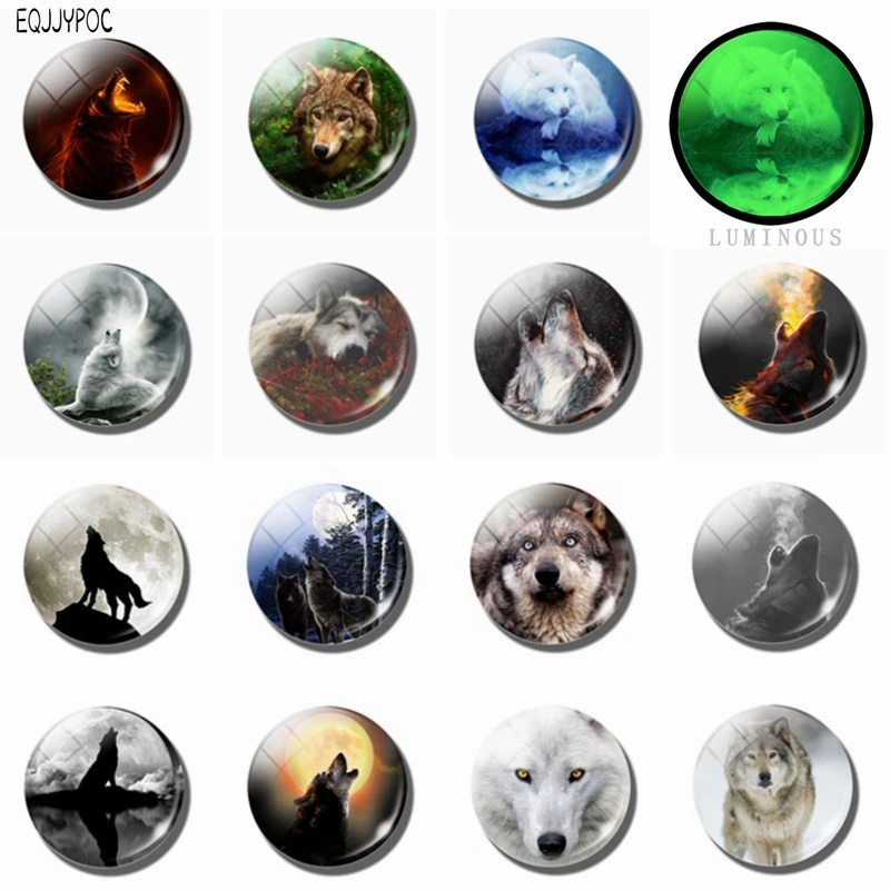 

15 Pcs Handsome Wolf Refrigerator Magnets Glass Dome Luminous Magnetic Sticker Fridge Whiteboard Decoration Exquisite Adornment