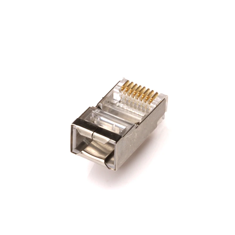 50 шт./лот Серебряный тон экранированный RJ45 8P8C сетевой кабель CAT5 Заглушка обжимной