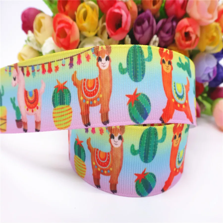 

1" 25MM 50 yards Cute Animals Printed Grosgrain Ribbon For DIY HairBows Handmade Materials MD19030802