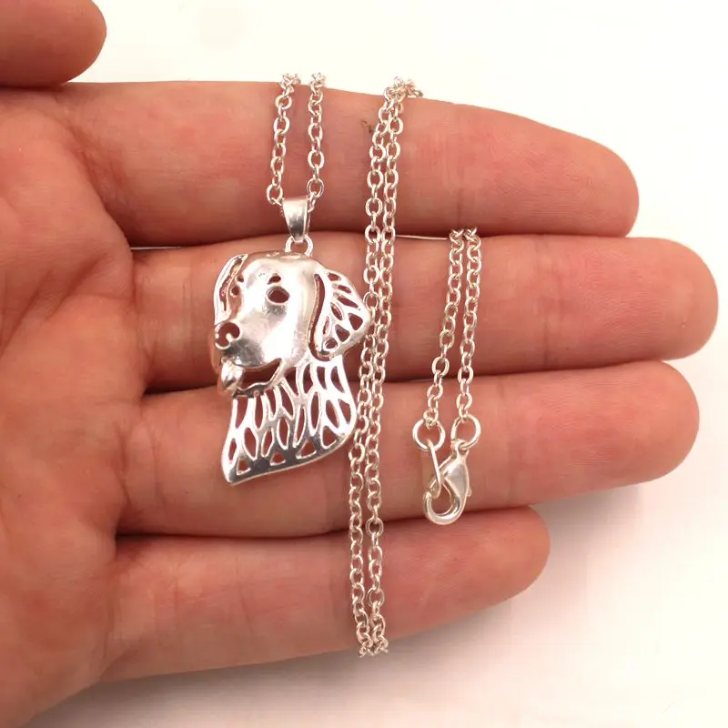 Милое ожерелье золотистого ретривера с подвеской в виде собаки посеребренные