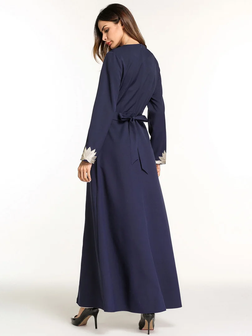 Для взрослых мусульманская вышивка поддельные две части абайя Мода Дубай