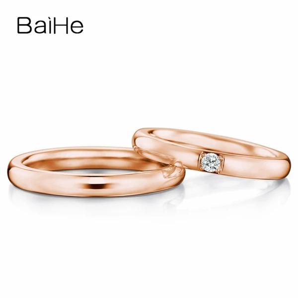 BAIHE Solid 18K Белое Золото 0.09ct Сертифицированный H/SI круглый натуральный бриллиант обручальное женское модное обручальное кольцо ювелирные изделия