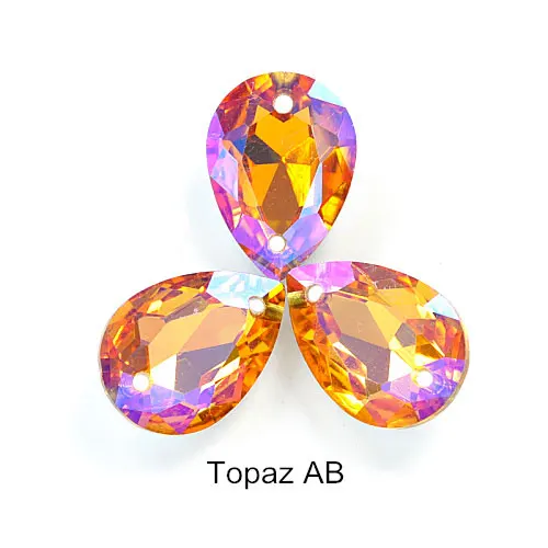Topaz AB 24 шт. 13x18 мм каплевидное Хрустальное стекло пришивные стразы высокого качества точечная капелька Mulit Швейные Стразы для одежды B3680 - Цвет: Topaz AB