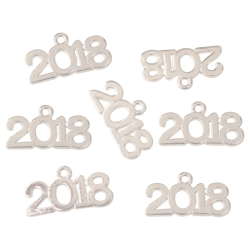 40 упаковок Мини Сплав &quot2018&quot буквы подвески для DIY ожерелье кулон ювелирные