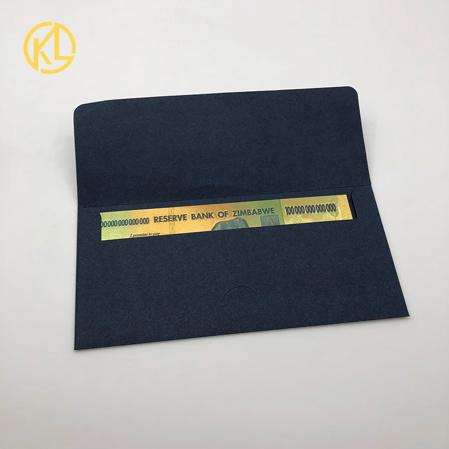 100 шт. бумага Материал синий цвет конверт с золотой горячей печатью логотипа для