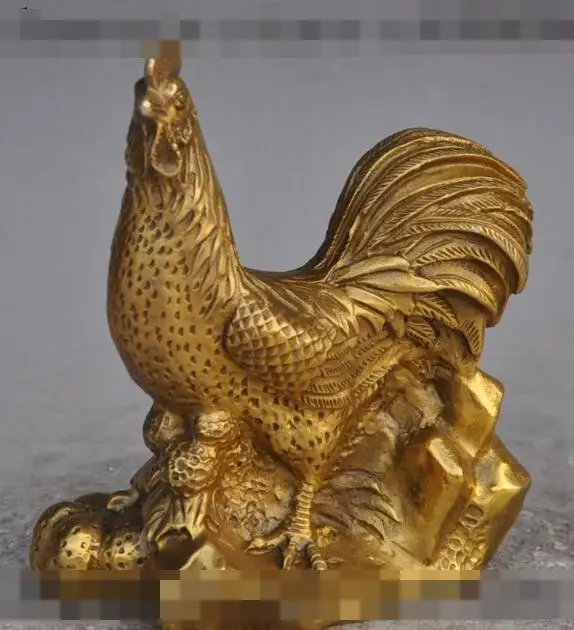 S00357 7 &quotКитайский латунный по феншуй богатство зодиакальный Петух Курица
