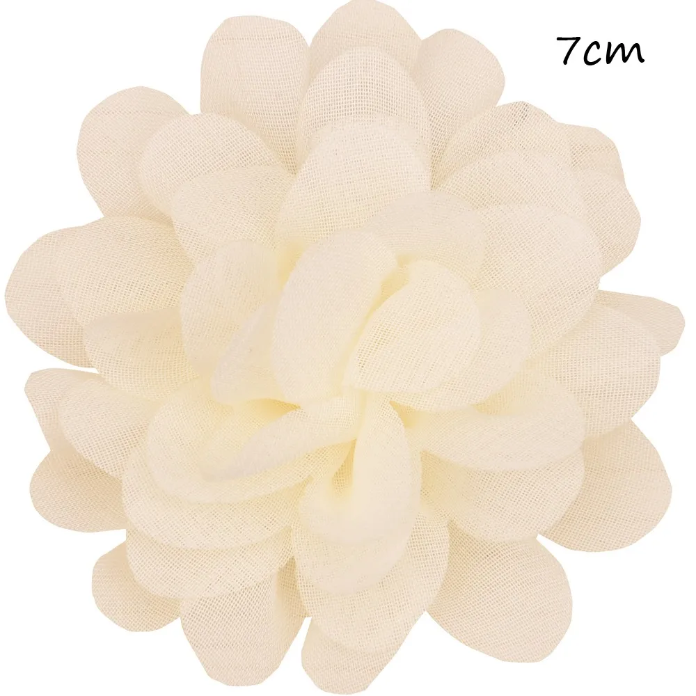Ivory 22 шт. Сатиновые Цветы DIY аксессуары для волос тканевые цветы 7 см шифоновые цветочные аксессуары для волос повязка на голову без бантов без заколки - Цвет: Ivory