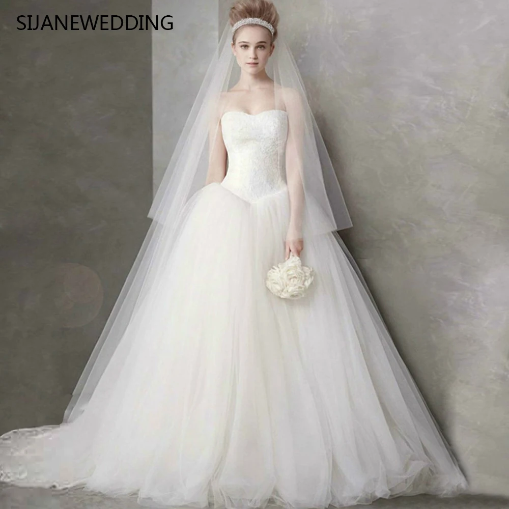 SIJANE Vestido de noiva Simples свадебное платье с кружевами на заказ бальное открытыми