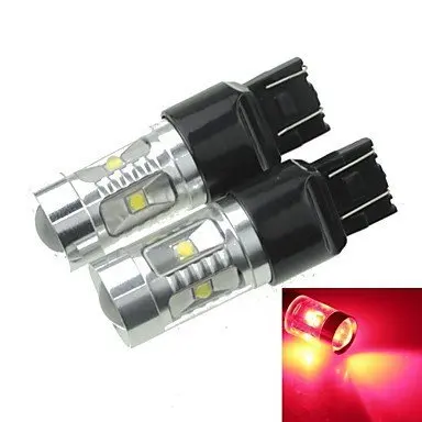

2x T20 7443 W21 21W W3X16Q 30W 6xCREE Yellow/Amber Red 2100LM for Car Turn Signal Light (AC/DC12V-24) Canbus No Error