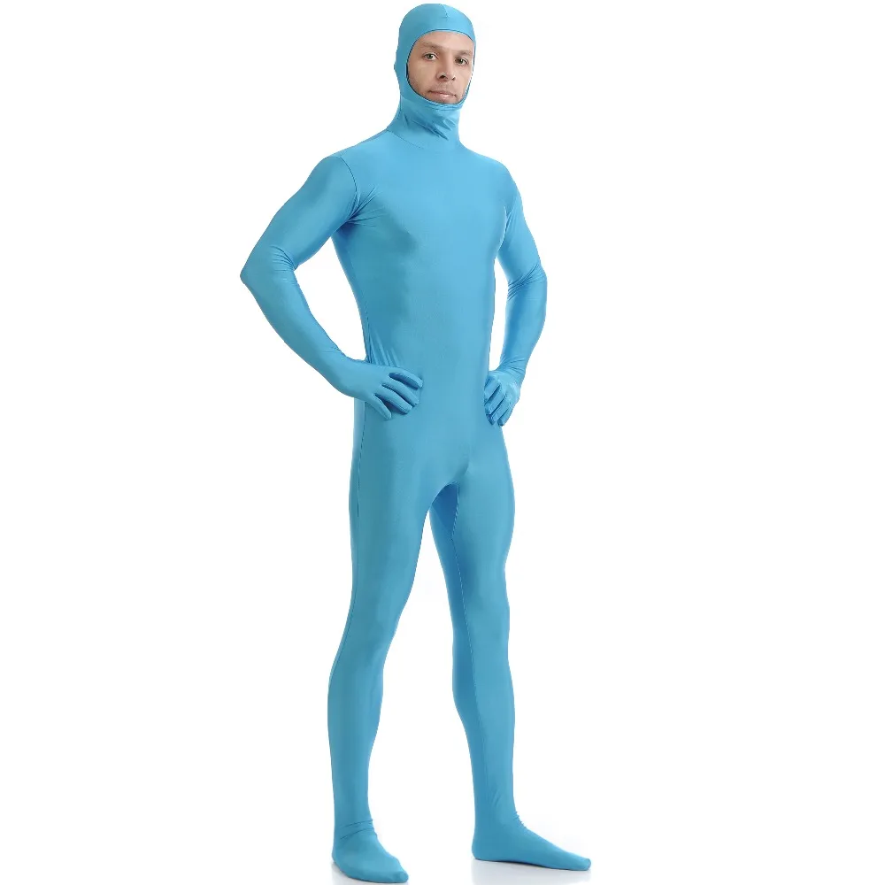 Мужской костюм Zentai нейлоновое боди из спандекса с открытым лицом и лайкры для