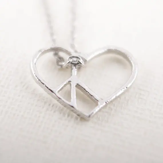 Серебряное ожерелье с открытым сердцем|peace necklace|necklace in silvernecklace necklace |