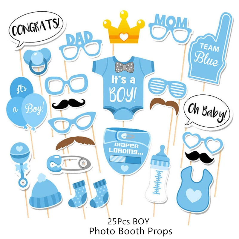 25pcs photo props B Детская Гирлянда для мальчиков и девочек, детская гирлянда с воздушным шаром, украшения для дня рождения, вечерние украшения для детей - Цвет: 25pcs photo props B