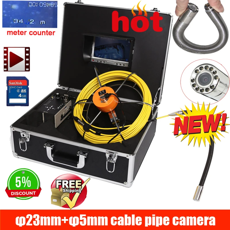 

23mm long head 90 degree Snake Video Endoscope Camera Pipe Drain Sewer Well Wall Underwater Inspection Camera System Monitor