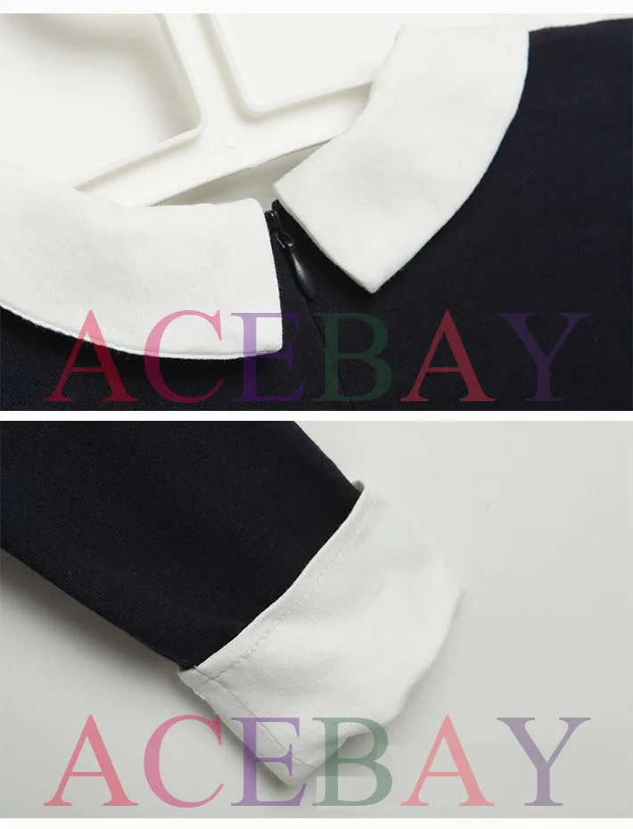 ACEBAY girls dresses 2015 New high quality Knee-length Button A-line Full Solid Dresses cotton made aged 4-8 kids clothing | Детская
