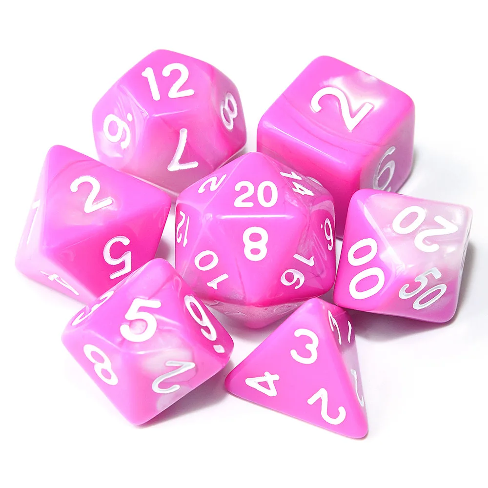 17 Pink White Многогранные DnD смешанные цвета кости 7 шт./компл. для ролевой игры «Подземелья и Драконы настольные игры D4, D6, D8, D10, D%, D12, D20 - Цвет: 17 Pink White