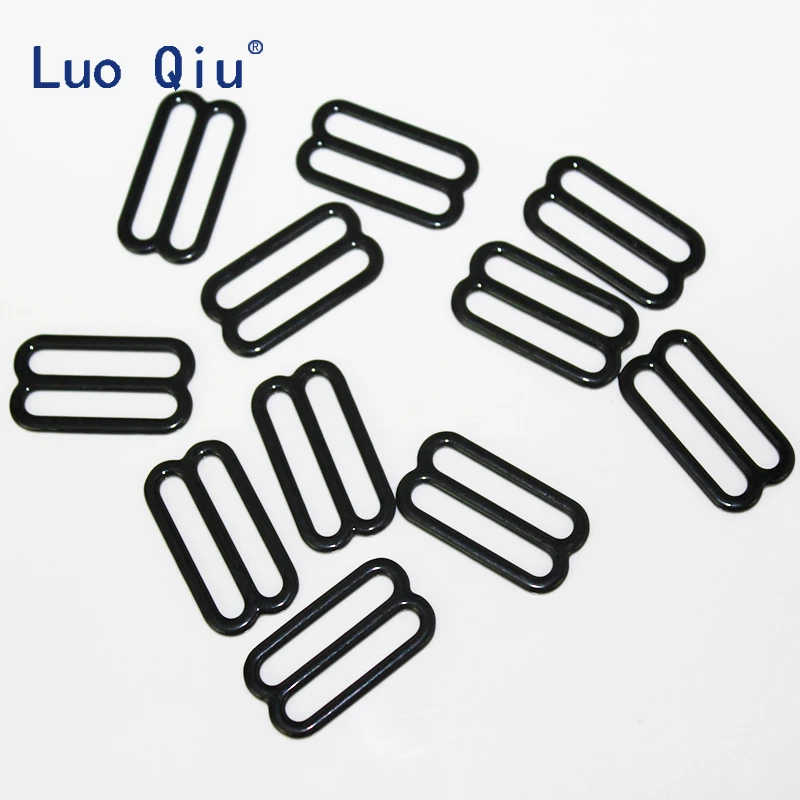 

Luo Qiu (50 pcs/lot) black 8 Bra underwear Metal&plastic buckle Brassiere clasp nylon coated metal 25mm bra adjustable buckles