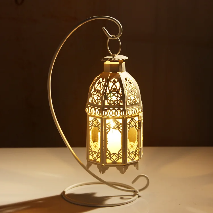 Бесплатная доставка! Белый Цвет Железный фонарь металлический подсвечник с