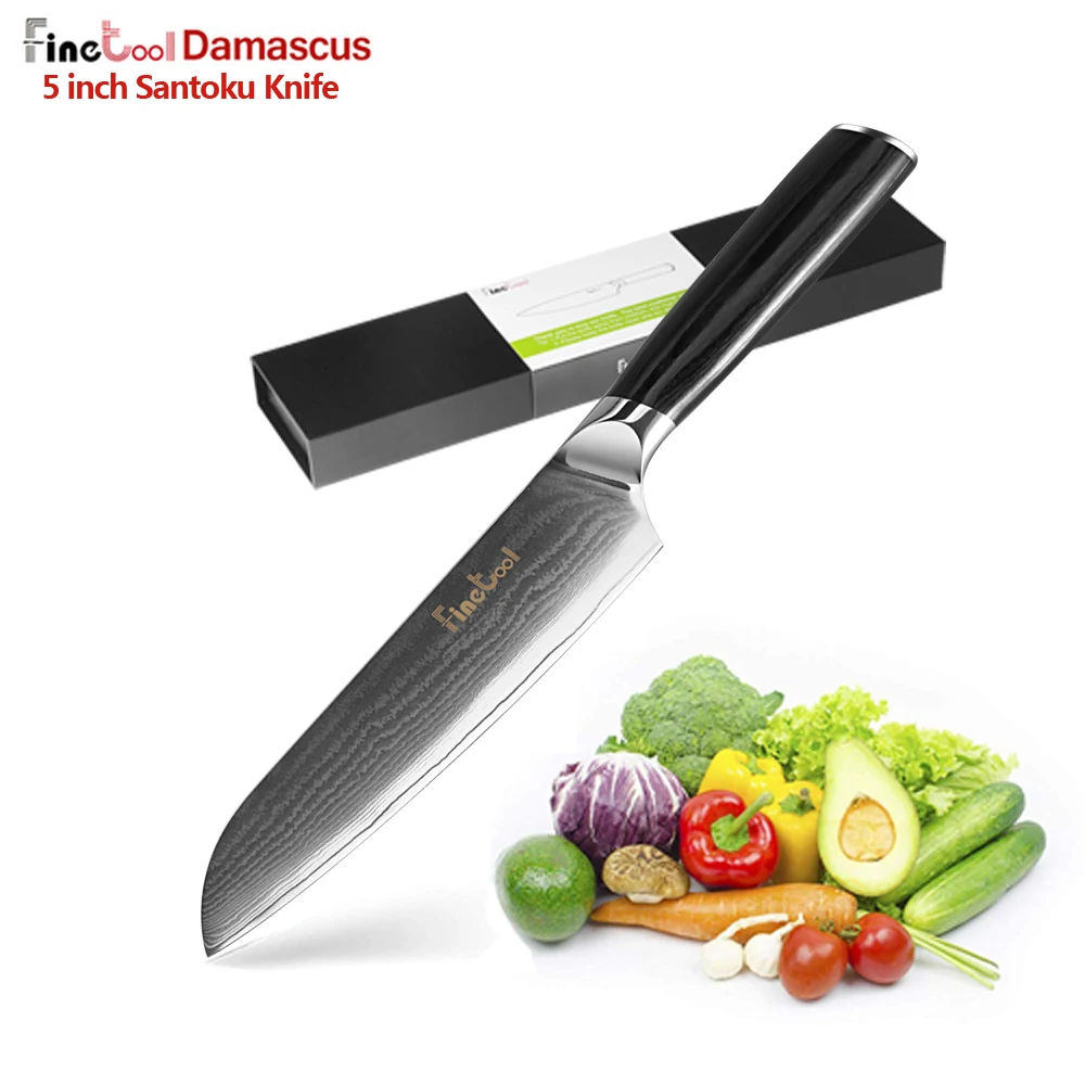 Дамасский нож шеф повара 67 слоев VG10 Дамасская сталь 5 дюймовый Santoku Pakka деревянная