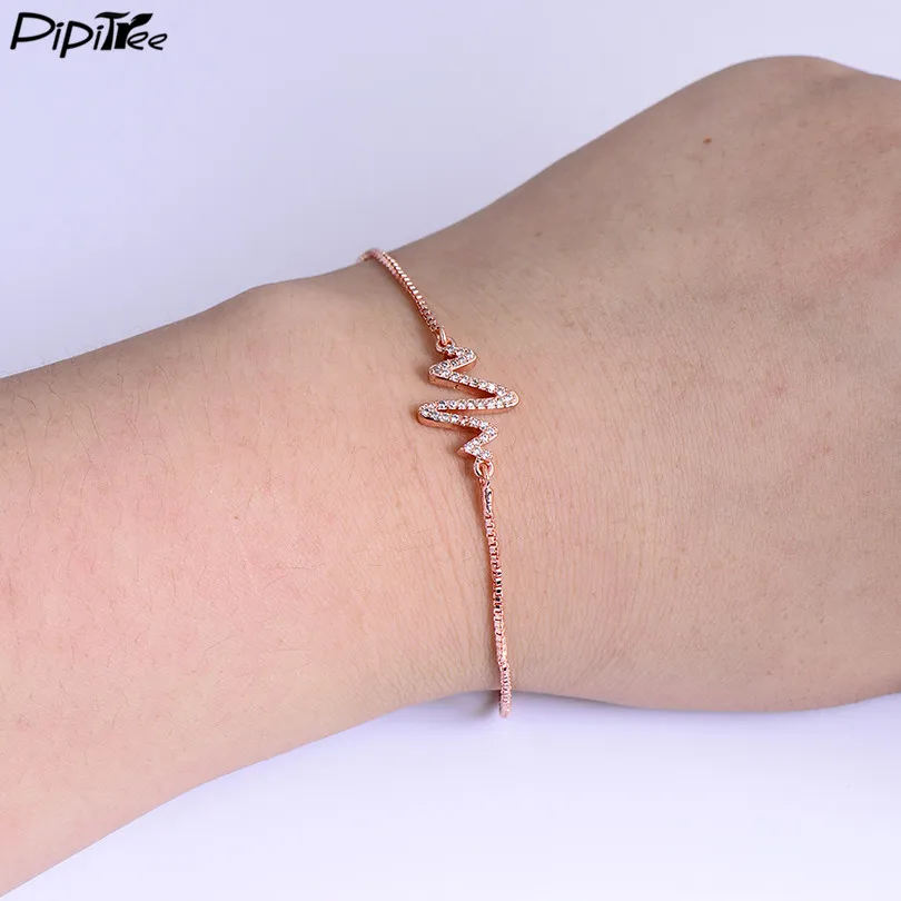 Браслет Pipitree с фианитами ПАВЕ молния электрокардиограмма классическое