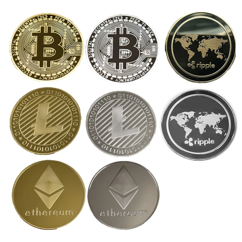 40mm Gold Bitcoin Coin with Spin rotatory showing Case Litecoin Eth XRP Cryptocurrency Metal coin For collection | Дом и сад