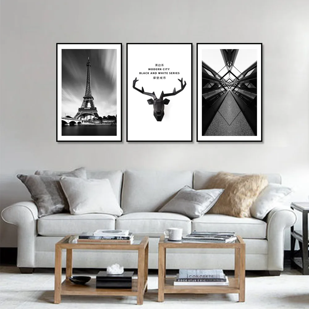 С оригинальными рисунками &quotПарижская башня на холсте настенные картины голова