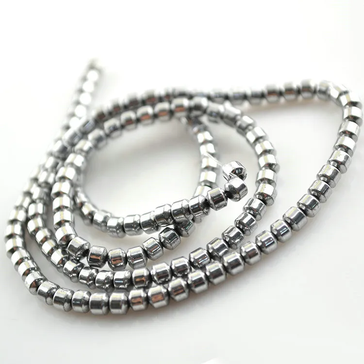 

3~4mm Silver Color Smooth Surface Hematite Pillar Beads 4 Styles Pocket Size Beads 10pc/lot