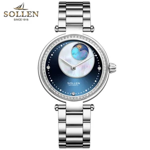 Часы наручные lige женские механические, автоматические брендовые элегантные из нержавеющей стали, серебристые, водонепроницаемые