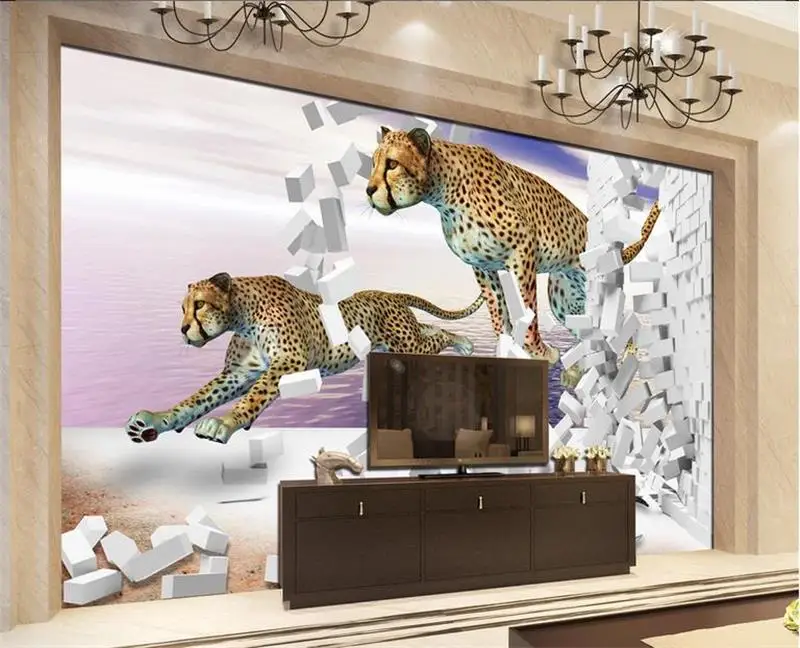 3d комната обои на заказ фрески нетканые настенные стикеры деньги Леопард