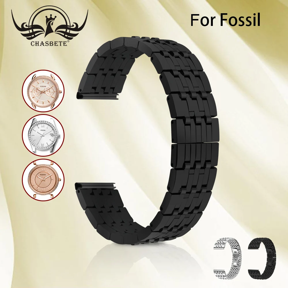 

Hot Popular Stainless Steel Watch Band for Fossil 22mm All models Men Women Metal Strap Belt Wrist Loop Bracelet Black Silver