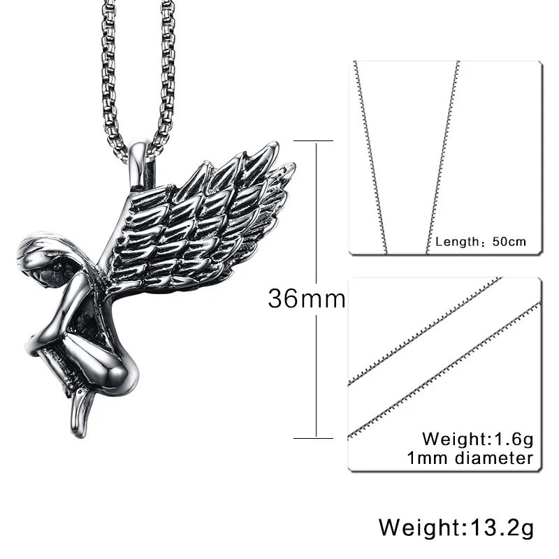 Мужское женское ожерелье из нержавеющей стали|necklace silver necklace|silver angel wings pendantnecklaces